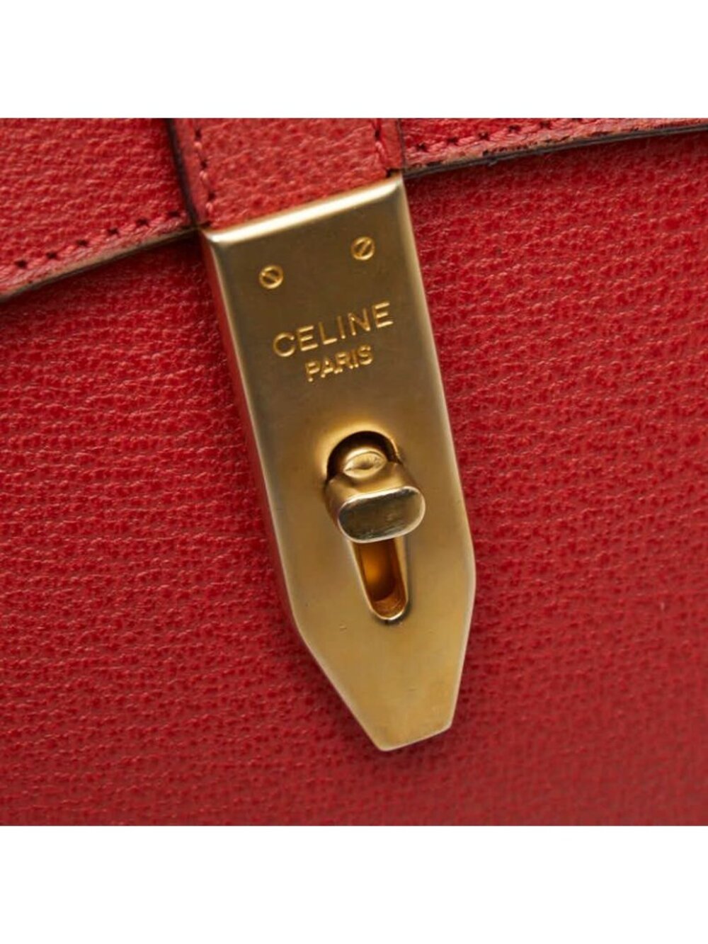 Celine 2-Way Shoulder Bag Top Handle Red Leather - Picture 9 of 10